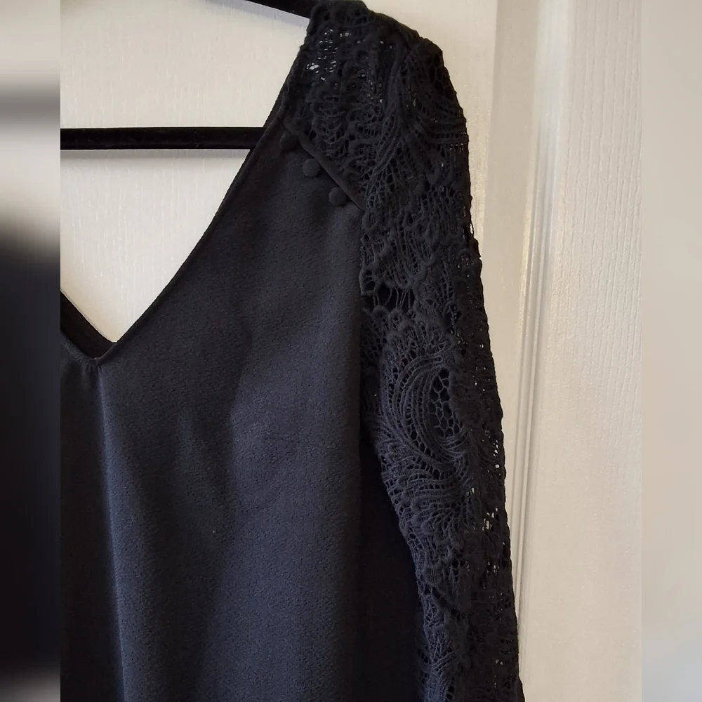 Sezane Black Lace Sleeve Blouse - Picture 5 of 15